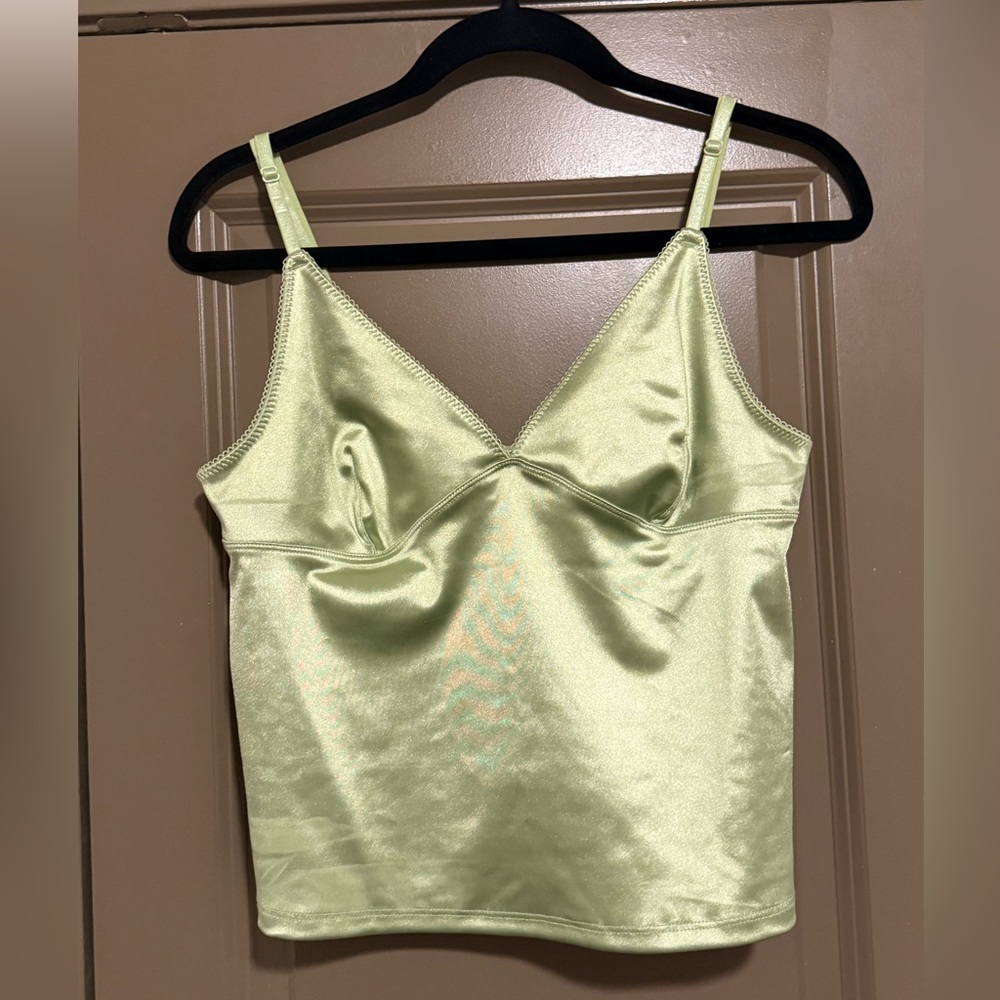 Urban Outfitters Light Green Satin Tank Top